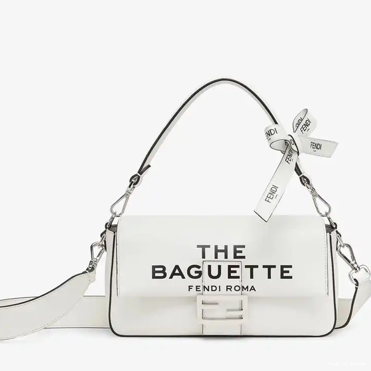 HOT Motif Baguette Medium Bag In The Fendi White Nappa Baguette Leather 0507